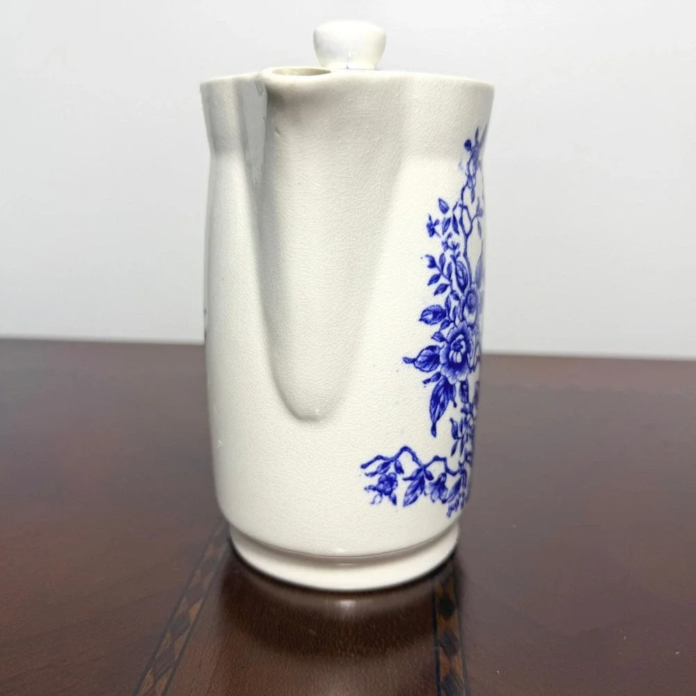 Vintage Blue White‎ Floral Ceramic Electric Teapot Cottagecore Farmhouse MCM